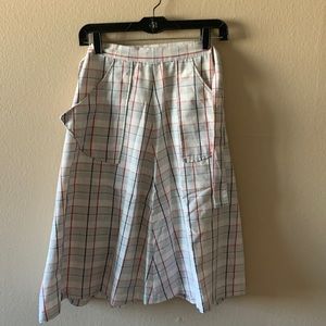 White gingham cotton wrap apron A-line skirt
